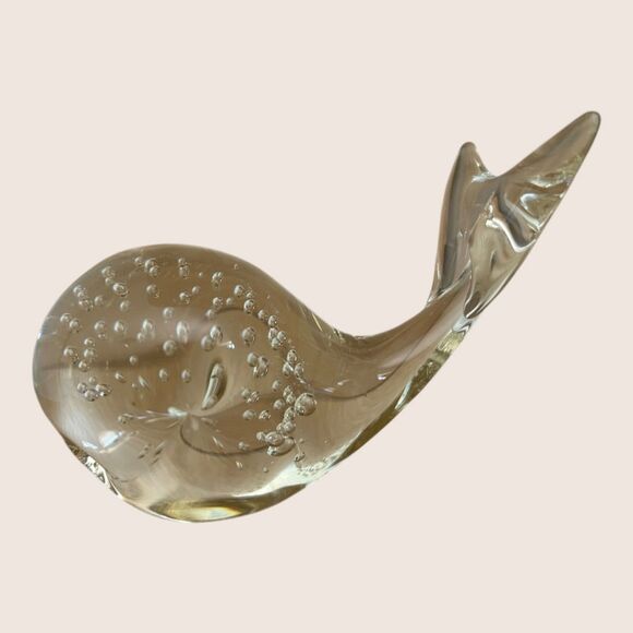 🐳 VTG SMALL GLASS WHALE FIGURINE NO CHIPS NO CRACKS 3" x 4" - Picture 4 of 8